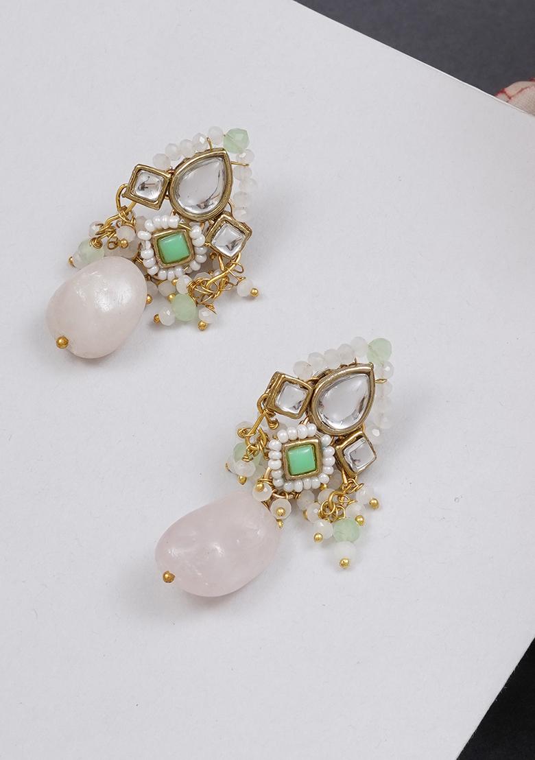 Light Green Mixed Alloy Light Green Affair Kundan Earrings