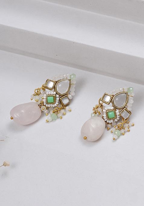 Light Green Mixed Alloy Light Green Affair Kundan Earrings
