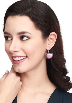 Silver Plated Crescent Shaped Drop Earrings