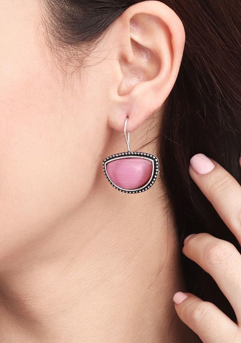 Silver Plated Crescent Shaped Drop Earrings