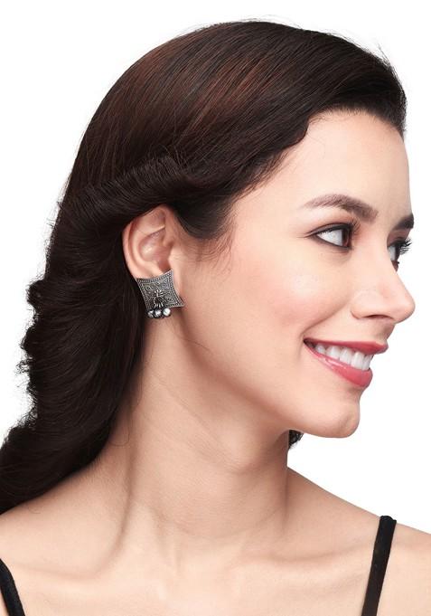 Silver Plated Square Drop Earrings