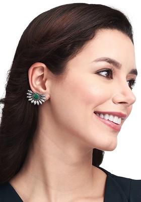 Silver Plated Floral Studs Earrings