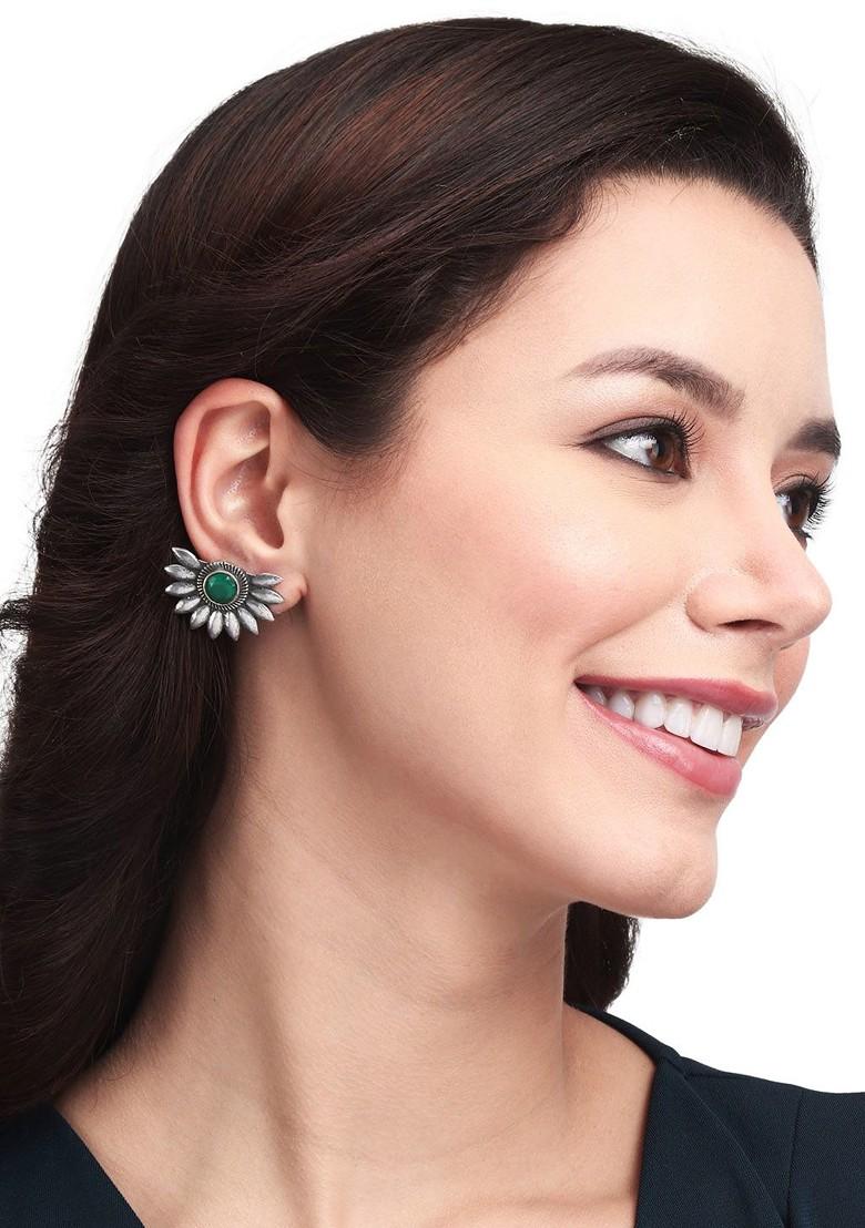 Silver Plated Floral Studs Earrings
