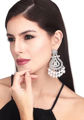 Silver Plated Contemporary Chandbalis Earrings