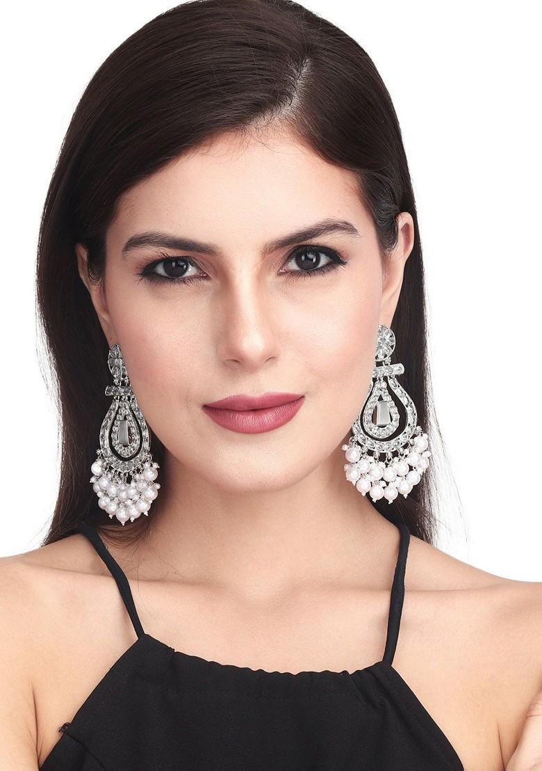 Silver Plated Contemporary Chandbalis Earrings