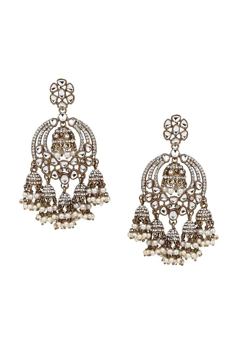 Silver Plated Stone Studded Classic Jhumkas
