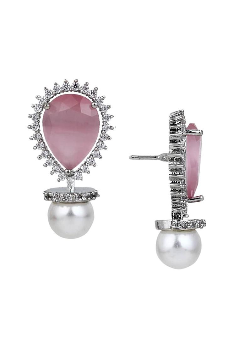 Gold Plated American Diamond Contemporary Drop Earrings