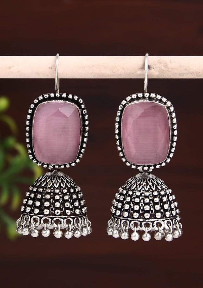 Silver Plated Oxidised Contemporary Jhumkas