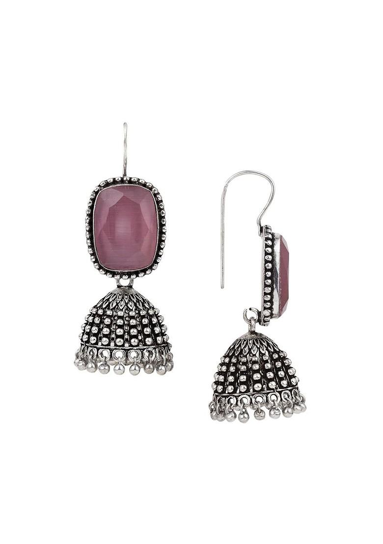 Silver Plated Oxidised Contemporary Jhumkas