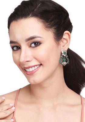 Silver Plated Contemporary Oxidised Drop Earrings