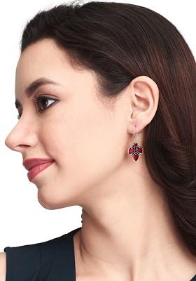 Silver Plated Contemporary Oxidised Drop Earrings