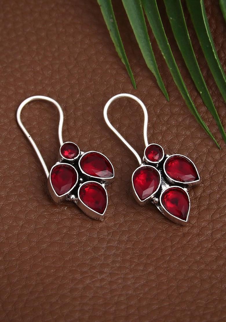 Silver Plated Contemporary Oxidised Drop Earrings