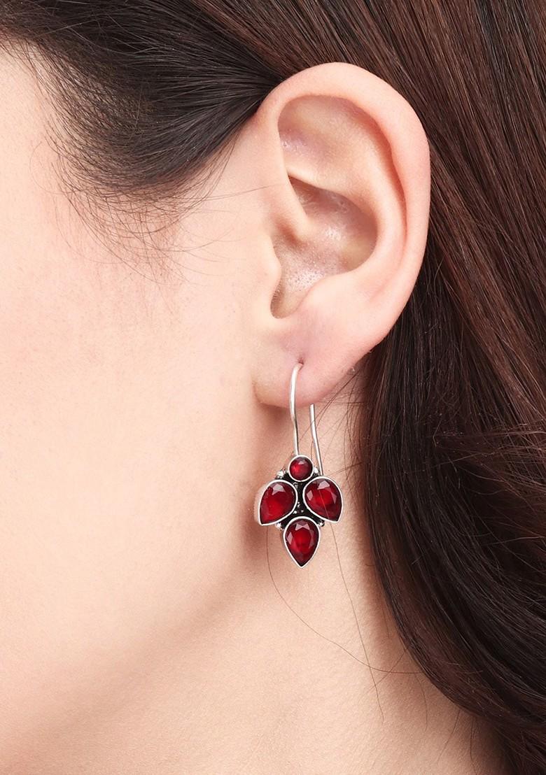 Silver Plated Contemporary Oxidised Drop Earrings