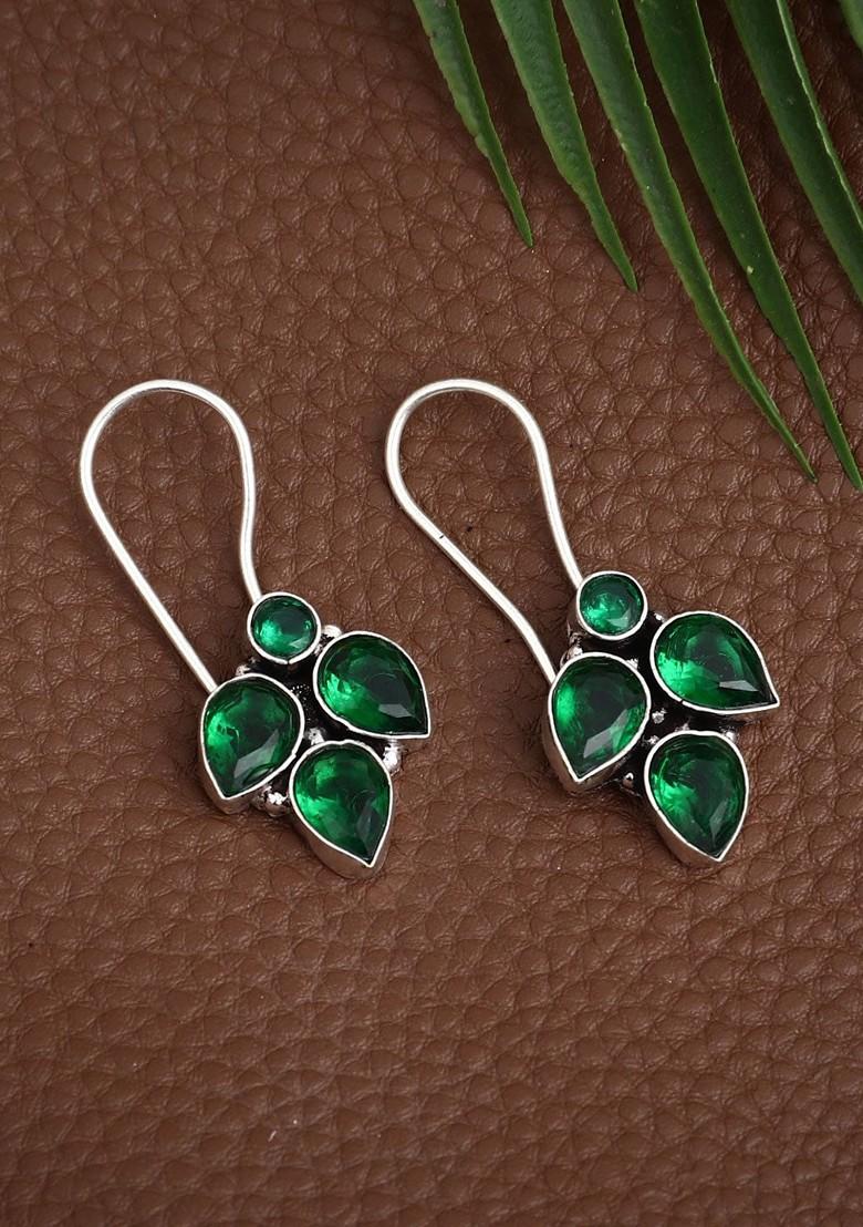 Silver Plated Oxidised Contemporary Drop Earrings