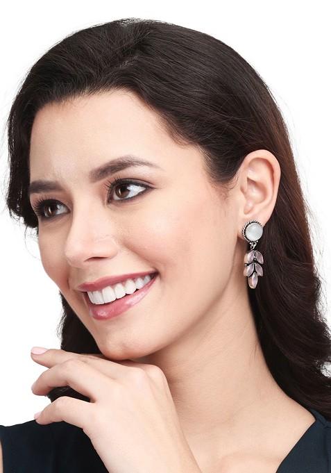 Silver Plated Oxidised Drop Earrings