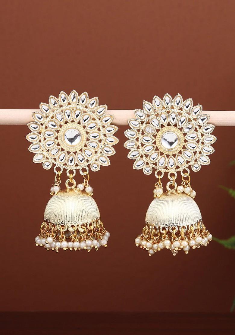 Gold Plated Stone Studded Classic Jhumkas
