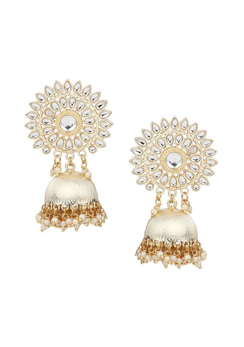 Gold Plated Stone Studded Classic Jhumkas