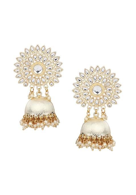 Gold Plated Stone Studded Classic Jhumkas