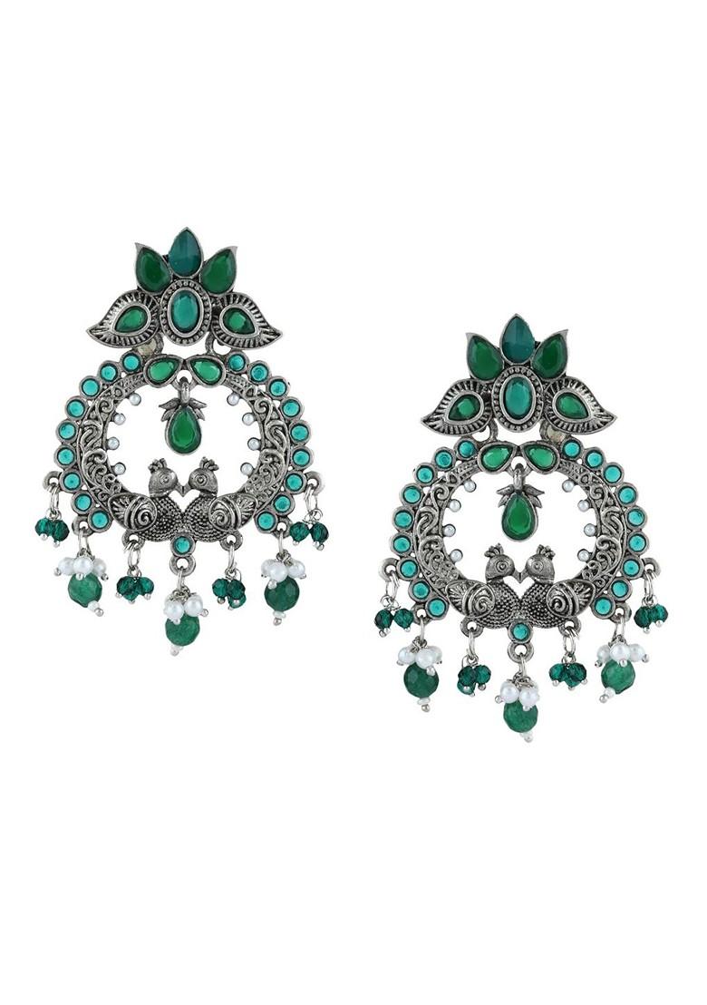 Gold Plated Stone Studded And Beaded Contemporary Chandbalis