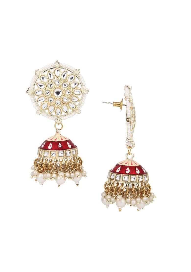 Gold Plated Stone Studded Contemporary Jhumkas