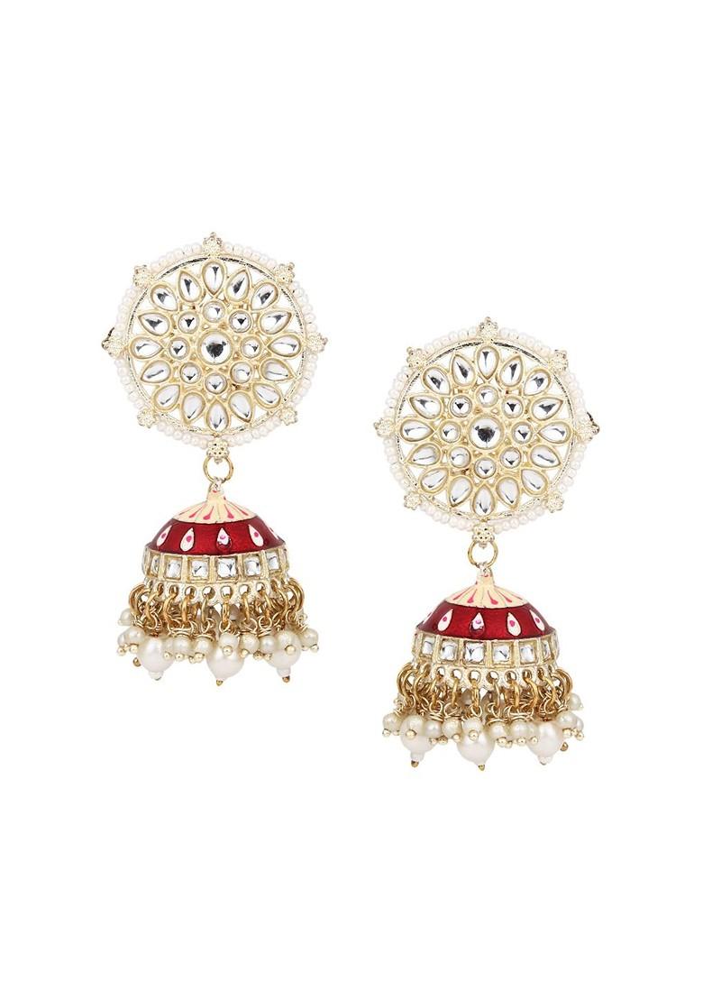 Gold Plated Stone Studded Contemporary Jhumkas