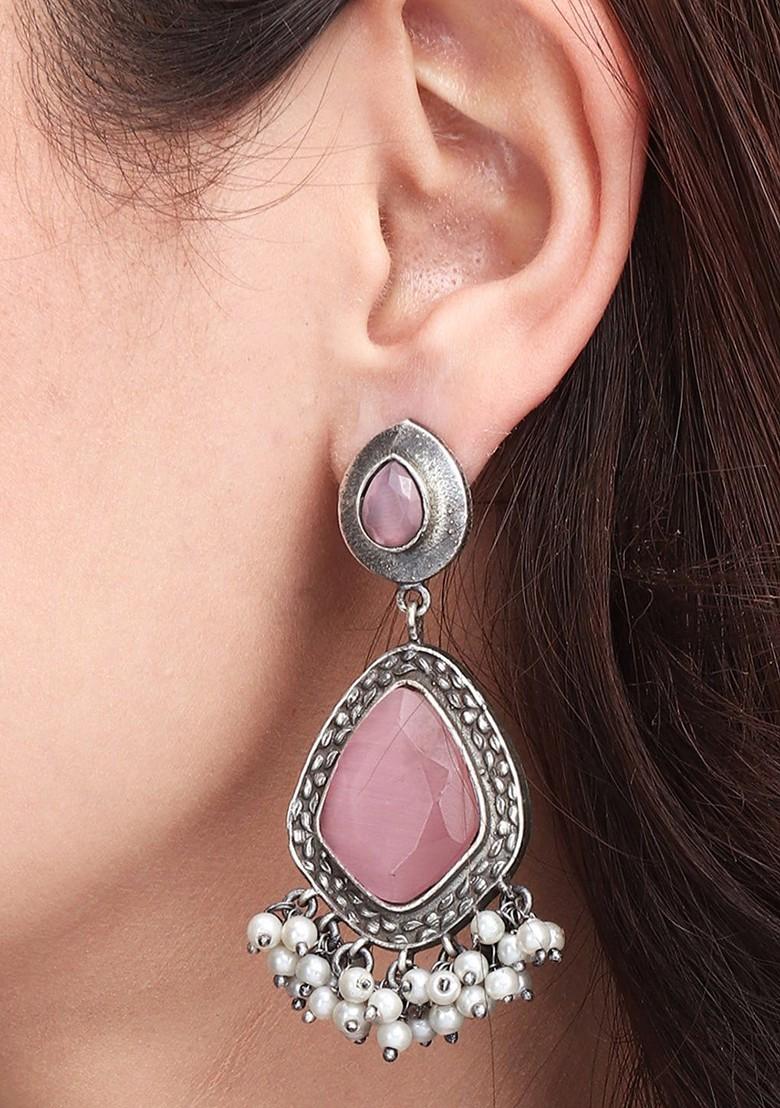 Silver Plated Teardrop Shaped Studs Earrings