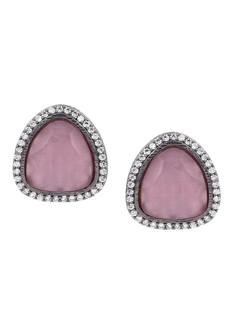 Silver Plated American Diamond Contemporary Studs