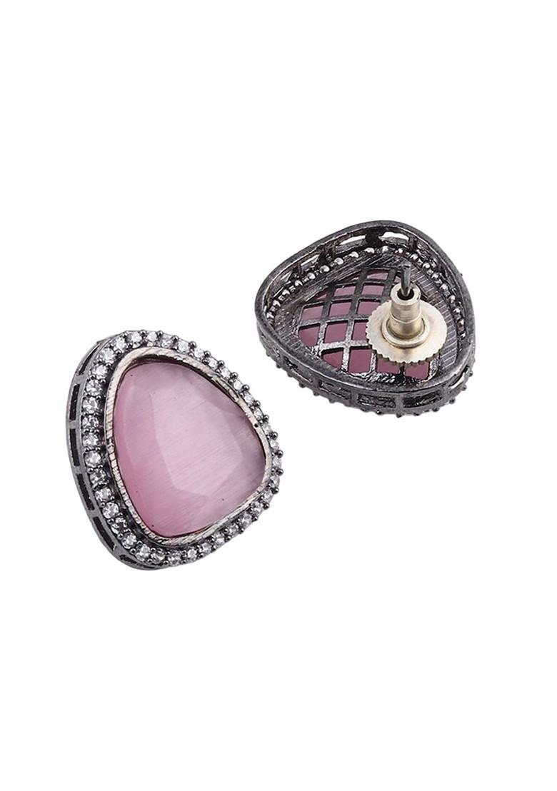 Silver Plated American Diamond Contemporary Studs