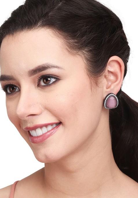 Silver Plated American Diamond Contemporary Studs