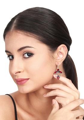 Contemporary Silver Plated Artificial Stones Drop Earrings