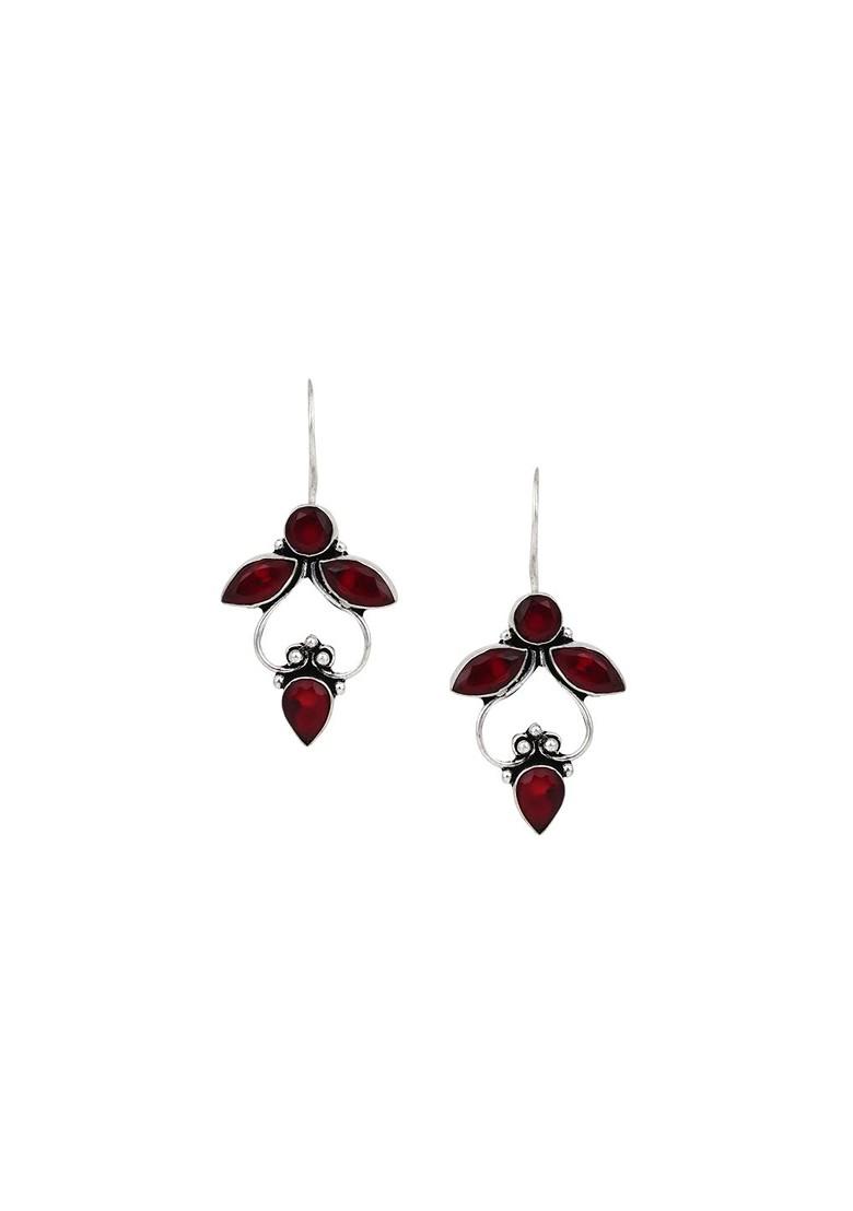 Contemporary Silver Plated Artificial Stones Drop Earrings