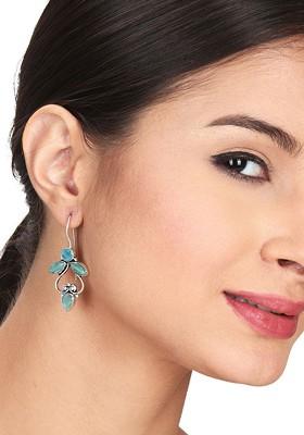 Contemporary Silver Plated Artificial Stones Drop Earrings