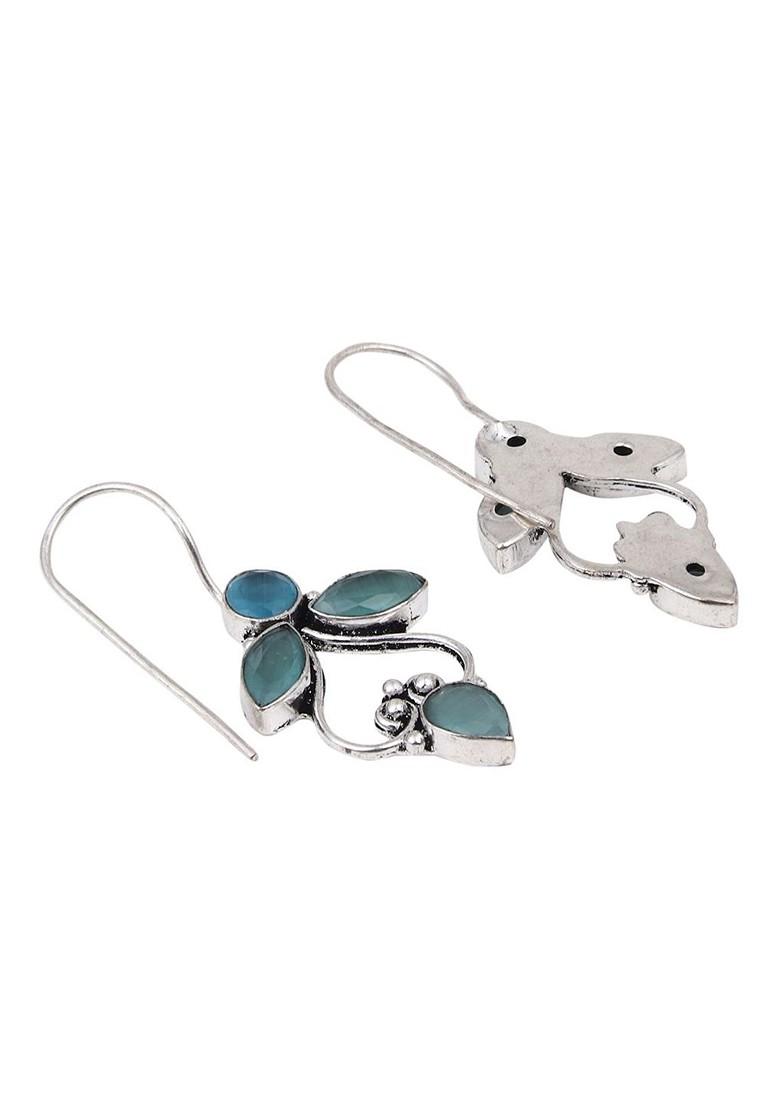 Contemporary Silver Plated Artificial Stones Drop Earrings