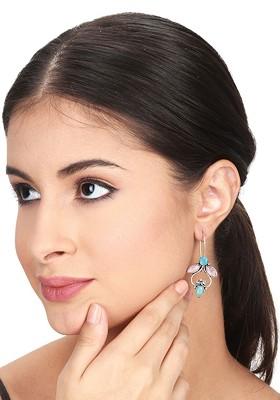 Contemporary Silver Plated Artificial Stones Drop Earrings