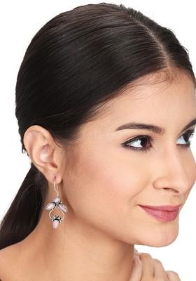 Contemporary Silver Plated Artificial Stones Drop Earrings