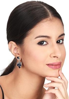 Contemporary Silver Plated Artificial Stones Drop Earrings