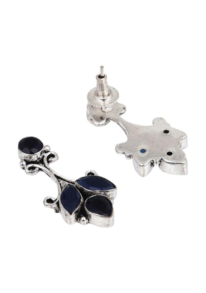 Contemporary Silver Plated Artificial Stones Drop Earrings