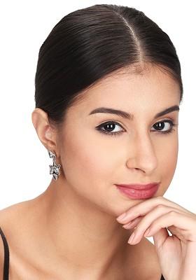 Contemporary Silver Plated Artificial Stones Drop Earrings