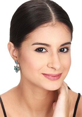 Contemporary Silver Plated Artificial Stones Drop Earrings