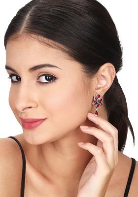 Silver Plated Contemporary Oxidised Studs Earrings