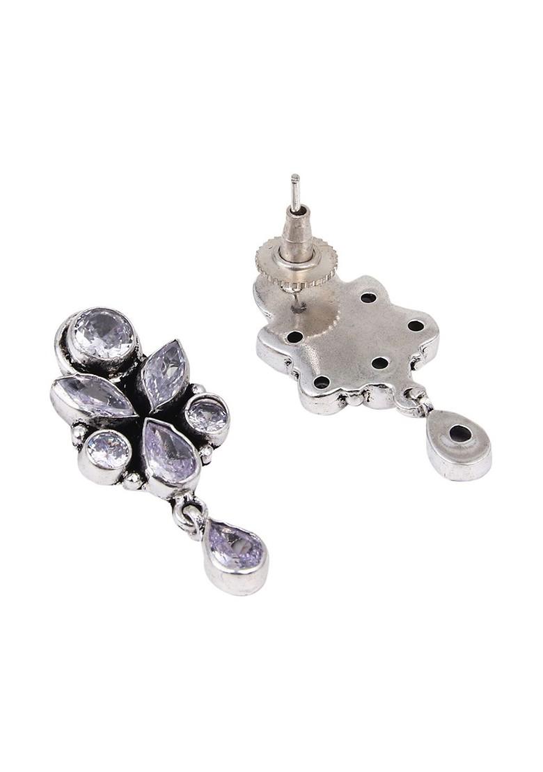 Contemporary Silver Plated Artificial Stones Studs Earrings