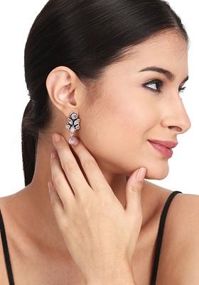 Contemporary Silver Plated Artificial Stones Drop Earrings