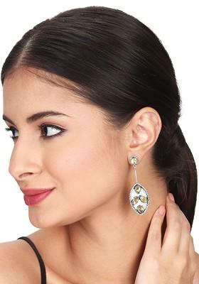 Silver Plated Contemporary Oxidised Drop Earrings