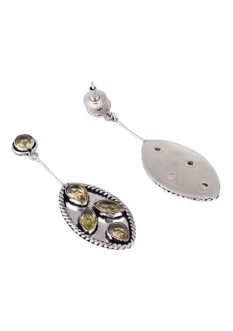 Silver Plated Contemporary Oxidised Drop Earrings