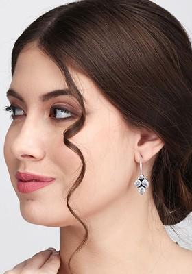 Silver Plated Artificial Stones Drop Earrings