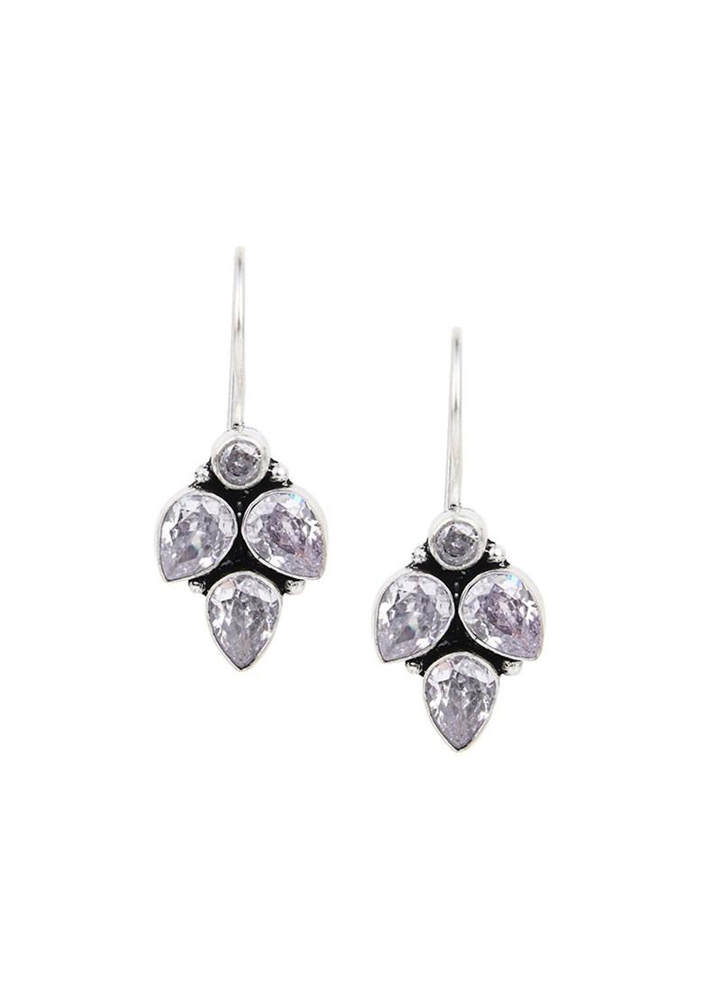 Silver Plated Artificial Stones Drop Earrings
