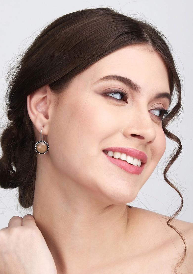 Silver Plated Artificial Stones Drop Earrings