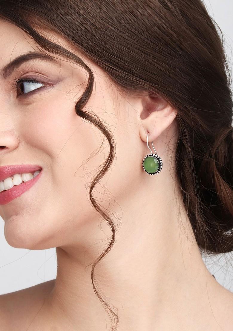 Silver Plated Artificial Stones Drop Earrings