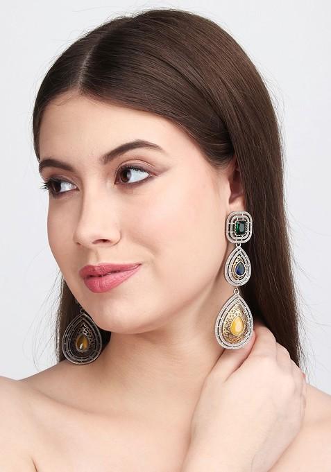 Silver Plated Contemporary Drop Earrings