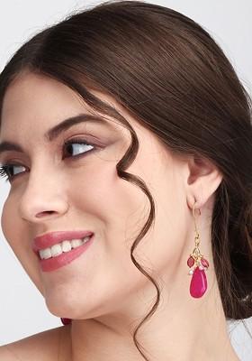 Gold Plated Beaded Contemporary Brass Drop Earrings